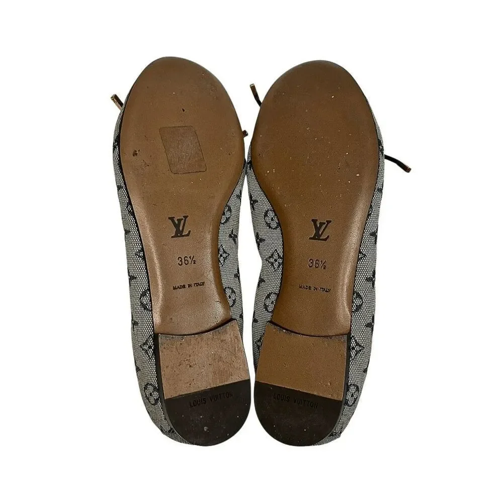 Louis Vuitton Mini Lin Debbie Ballet Bow Flats Navy Canvas EU 36.5 Monogram